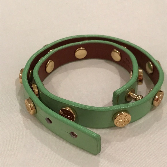 Mint Green and Gold Tory Burch Wrap Bracelet - Picture 2 of 2